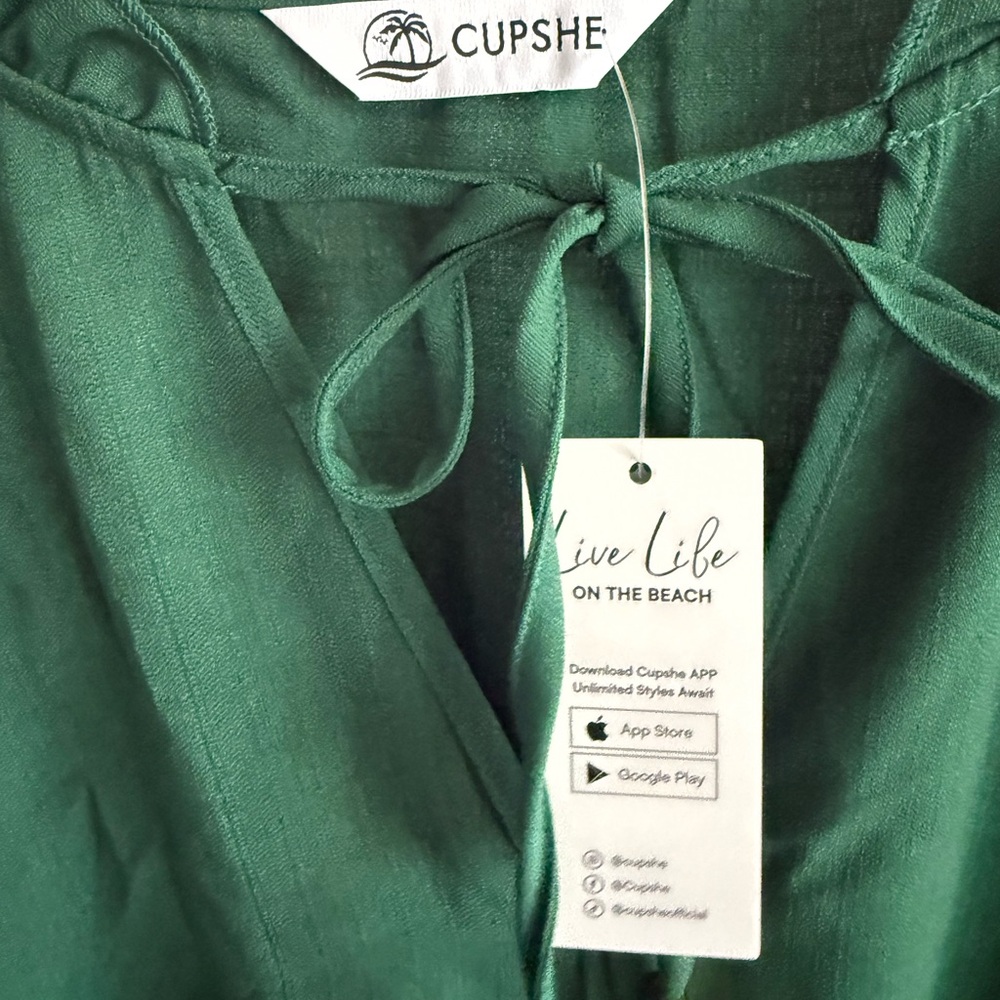 Cupshe Emerald Green Tiered Sleeveless Tie-Neck Dress - Picture 3 of 3